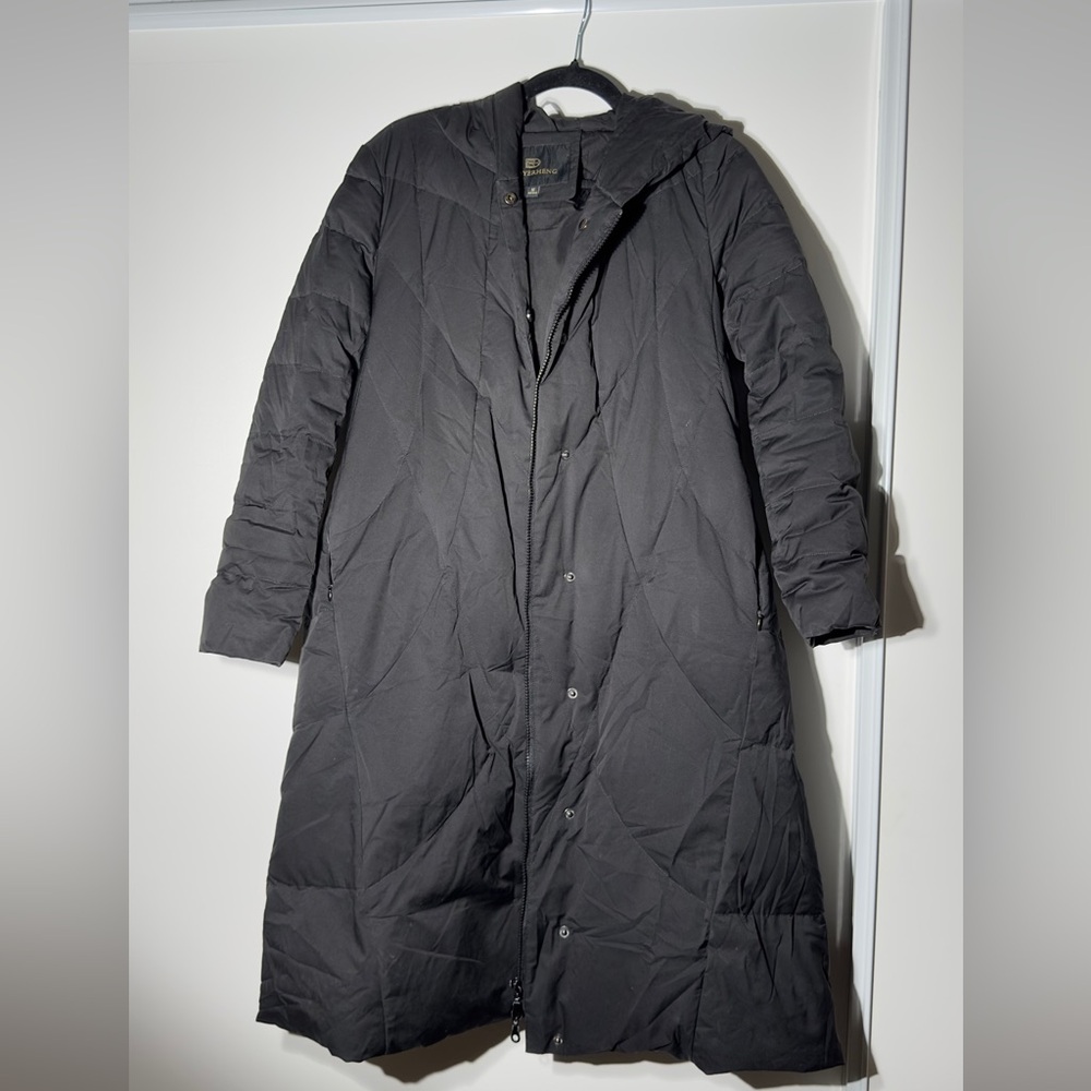 Long Black Puffer Coat Warmer than Superpuff